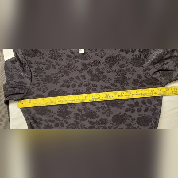 Joseph Ribkoff Vintage Black Tonal Floral Jacquard Asymmetrical Tunic Top - Picture 10 of 15